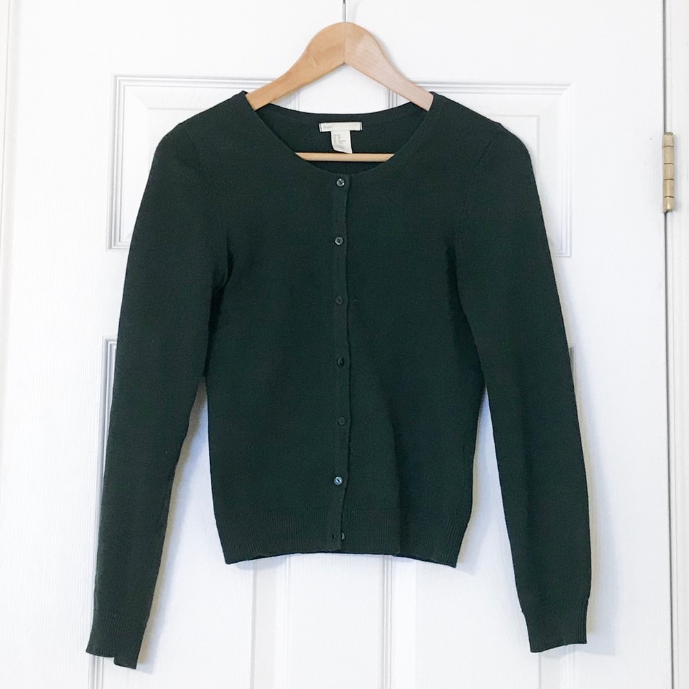 H&M Forest Green Scoop neck Button-up Cardigan